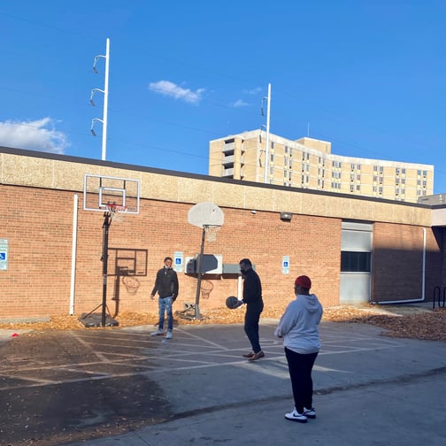 Verger's CEO, Jim Dunn, joins the WSSS students for a little basketball