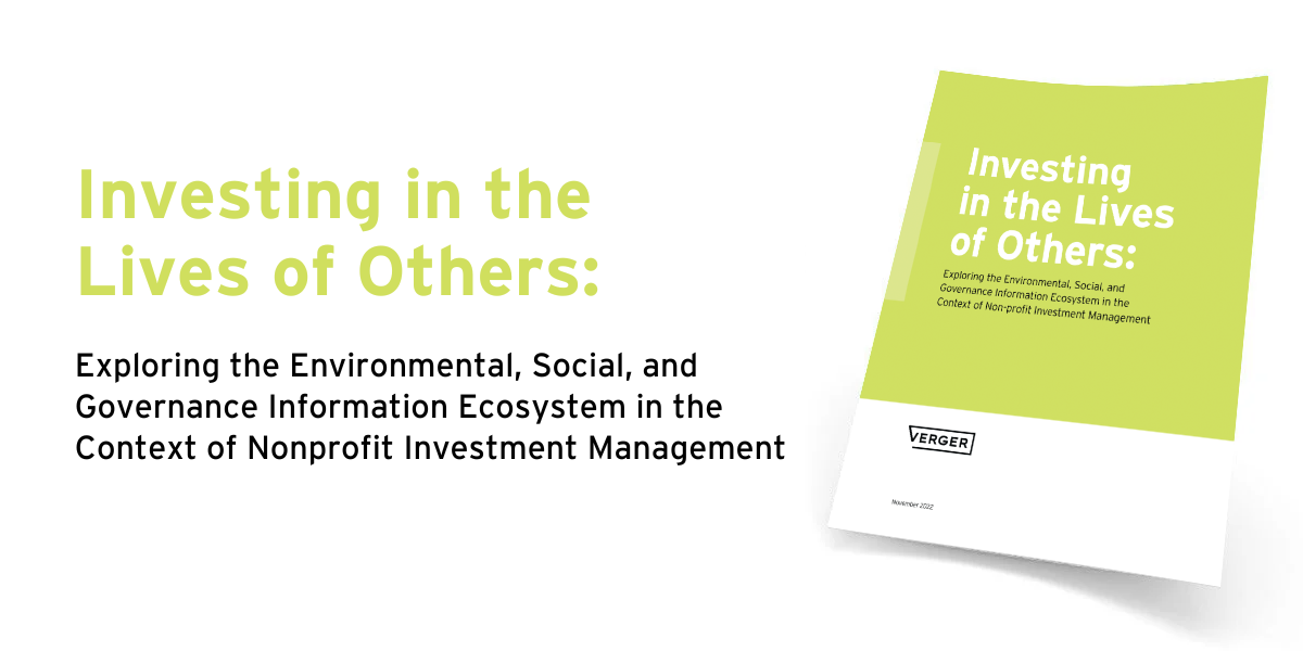 The ESG Information Ecosystem for Nonprofit Investment Management